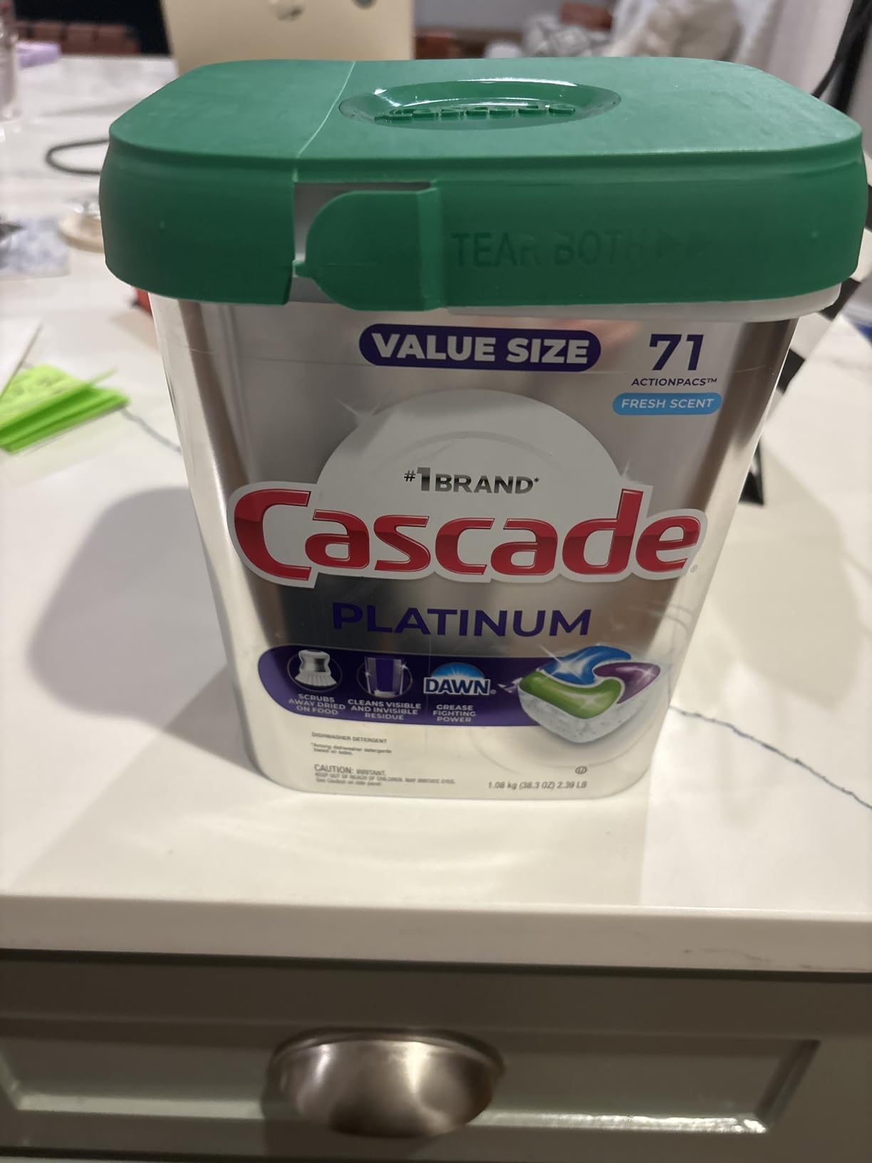 Cascade Platinum Dishwasher Pods, Dishwasher Detergent, Dish Detergent Soap, Fresh, 71 count - Customer Photo 1