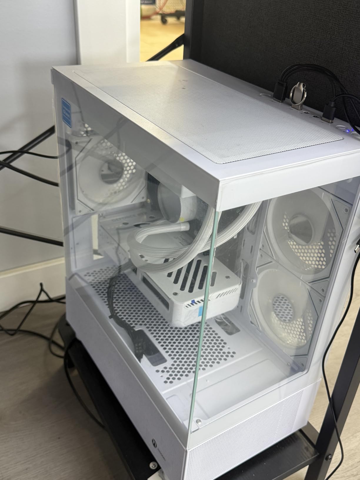 NINGMEI Gaming PC Desktop Computer, Ryzen 7 5700X Gaming Desktop Computer, 32GB RAM 1TB NVMe SSD, GeForce RTX 5060 8GB, Prebuilt Tower PC with Liquid Cooling, 650W PSU, Windows 11 Home, White customer photo 1