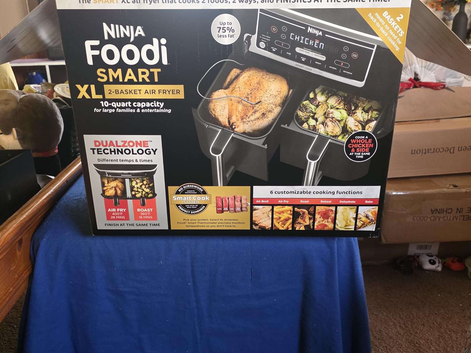 Ninja Air Fryer, Thermometer, Roast, Bake, Air Fry, Crisps, Broil, Reheats, Keep Warm, 10-in-1, Fries, Frozen Food, Veggies, and Meat, Quick Meals, Healthy Meals, Less Oil, 10 QT, GREY, DZ550GY customer photo 1