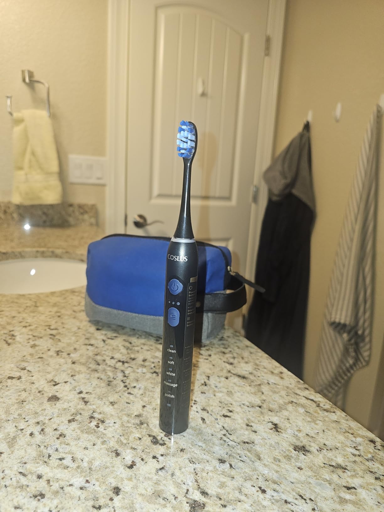 COSLUS Sonic Electric Toothbrush for Adults: 3 Intensities & 5 Modes Gum-Friendly for Deep Cleaning & Whitening - 2 Types of Heads for Family, Sensitive Teeth, Braces, Travel & Home Use, Black customer photo 1
