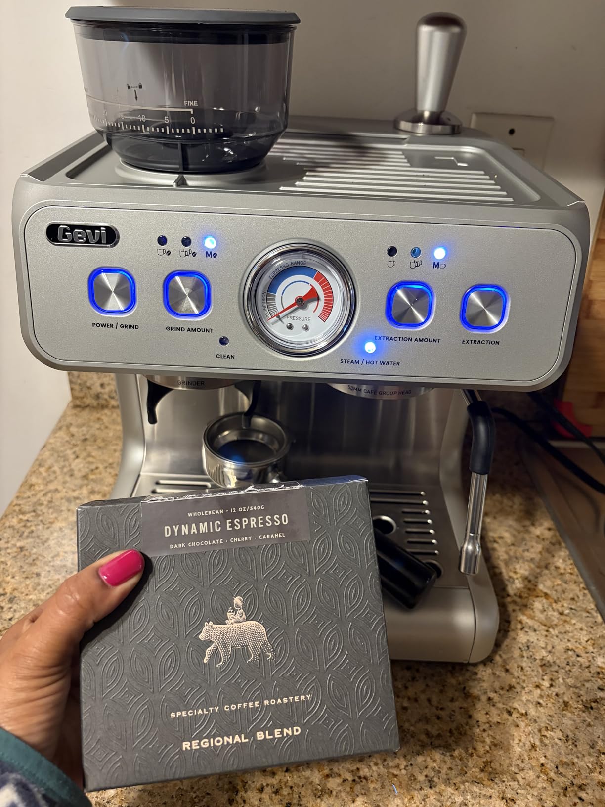 Gevi Dual Boiler Espresso Machine with Built-in Grinder, 58mm Commercial Portafilter, Barista Steam Wand, 31 Grind Settings customer photo 1