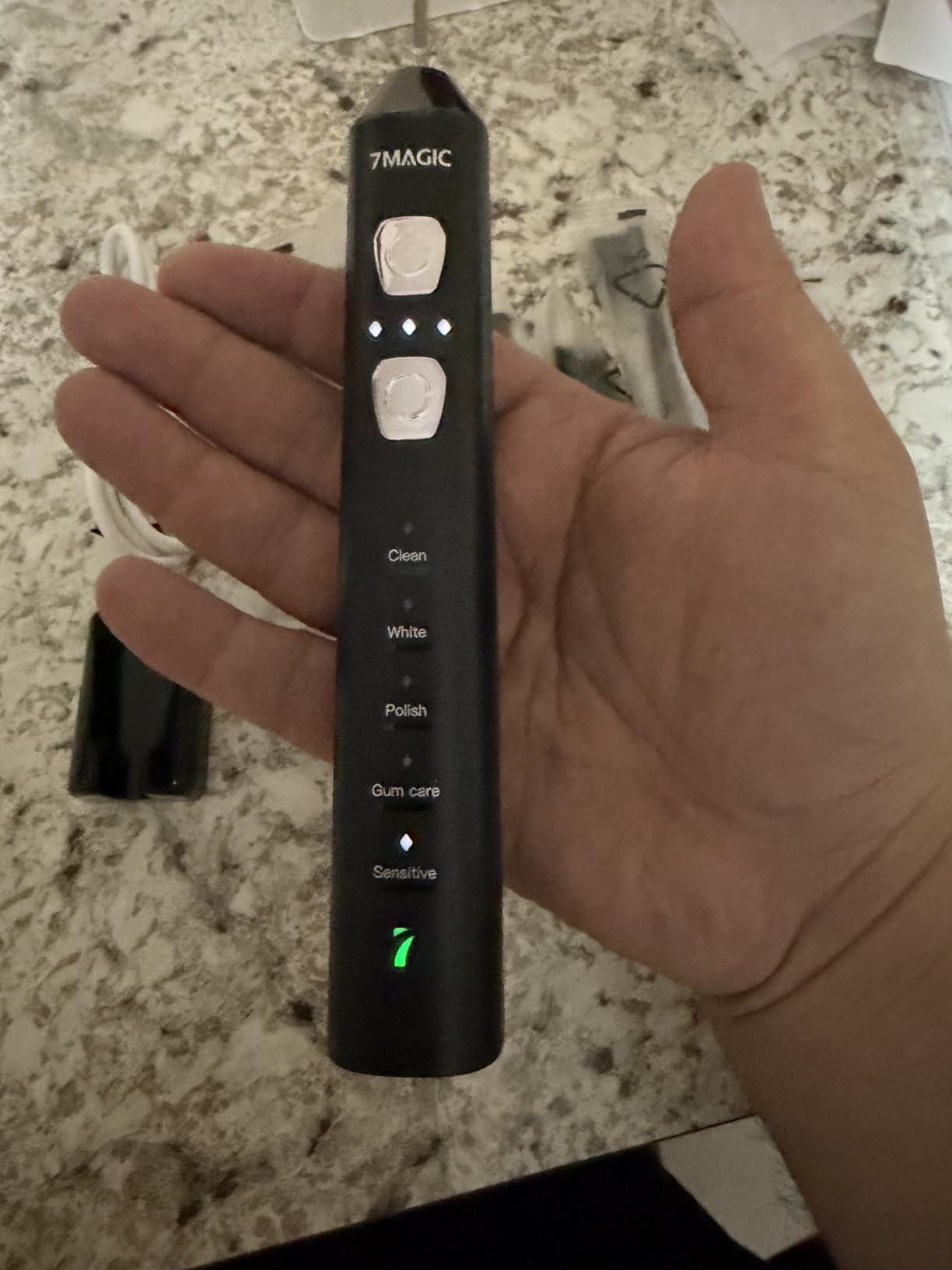 7MAGIC Sonic Electric Toothbrush for Adults and Kids - Up to 180 Days Runtime, 42000 VPM Powered Toothbrush, 5 Modes & 3 Intensities for Sensitive Teeth & Braces, Includes 8 Brush Heads, Black - Customer Photo 2