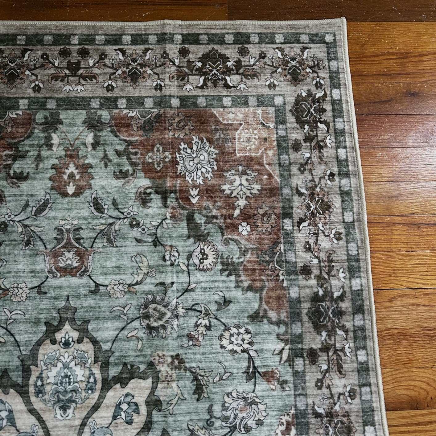 5x7 Area Rugs Living Room Rug: Washable Vintage Boho Rug No Slip Stain Resistant Soft Carpet Indoor Floor Floral Large Carpets for Bedroom Dining Room Farmhouse Nursery Hallway Home Office Beige Customer Review 5x7 Area Rugs Living Room Rug: Washable Vintage Boho Rug No Slip Stain Resistant Soft Carpet Indoor Floor Floral Large Carpets for Bedroom Dining Room Farmhouse Nursery Hallway Home Office Beige - Customer Photo 1