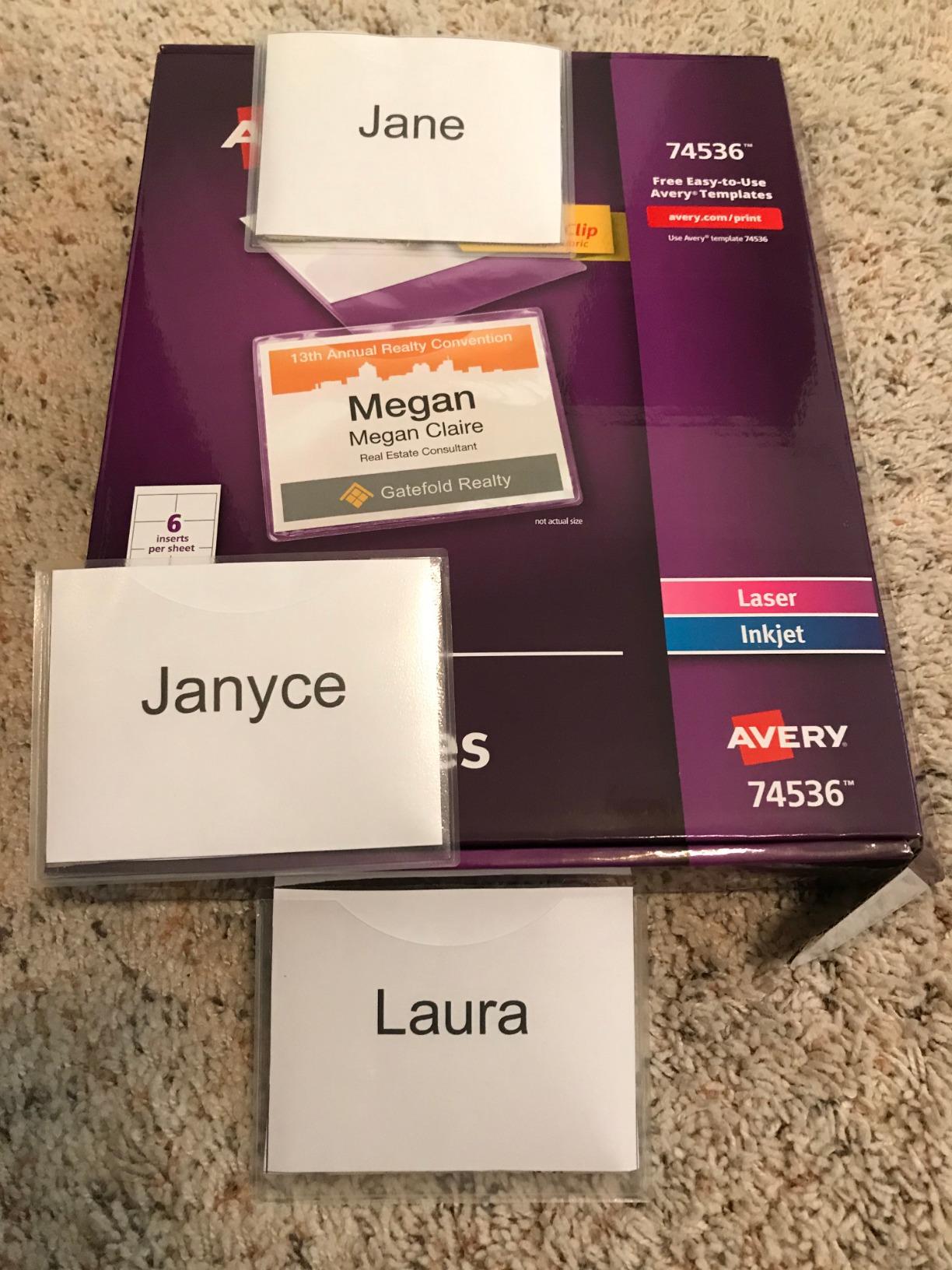Avery Customizable Name Badges, Clip Style, 3