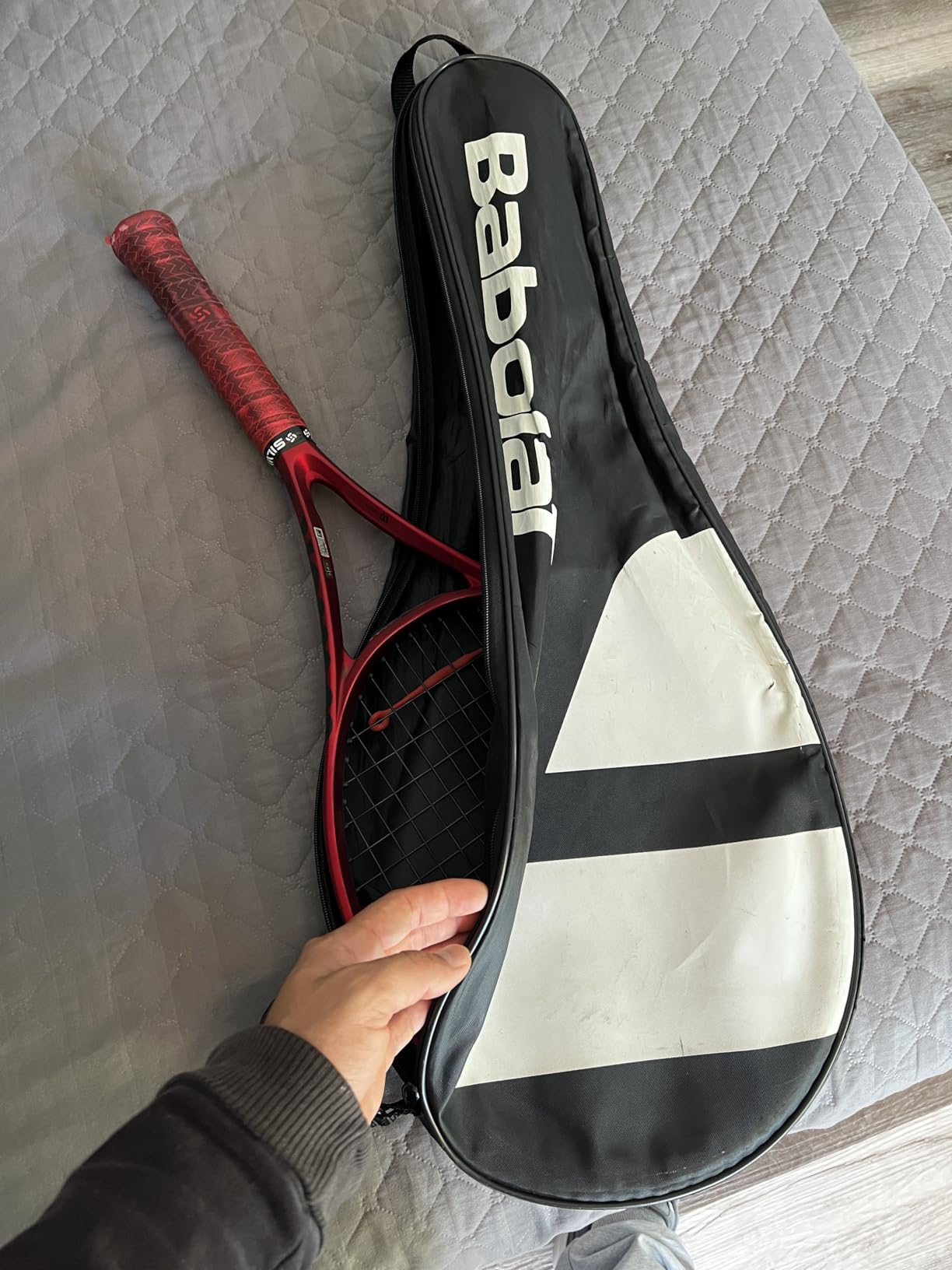 BABOLAT Tennis Racquet Cover with Shoulder Strap - Nylon (Black/White) customer photo 2