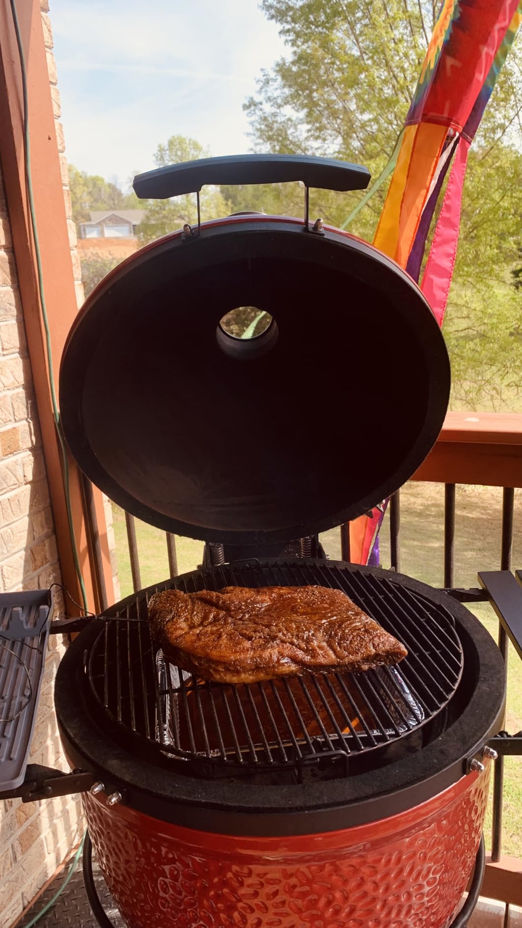Kamado Joe Classic Joe I Premium 18-inch Ceramic Charcoal Grill and Smoker in Red with Cart, Side Shelves, Grill Gripper, and Ash Tool, 250 Cooking Square Inches, 2 Tier Cooking System customer photo 2