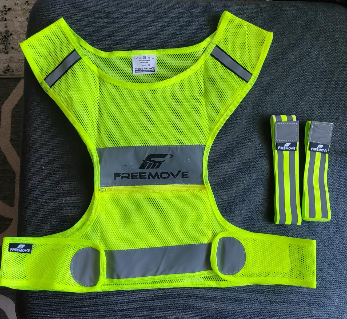 FREEMOVE Reflective Vest - Running Gear + 2 Bands & Bag, Ultralight & Comfy Safety Vests for Running, Walking, Cycling customer photo 2
