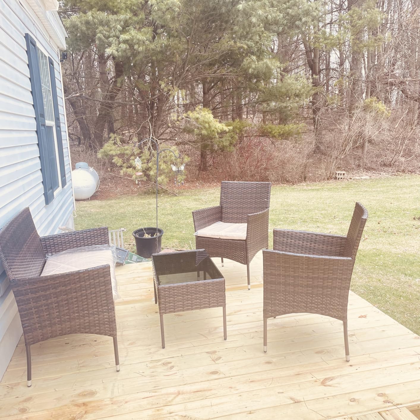 Homall 4 Pieces Outdoor Patio Furniture Sets Rattan Chair Wicker Set, Outdoor Indoor Use Backyard Porch Garden Poolside Balcony Furniture (Brown and Beige) customer photo 2