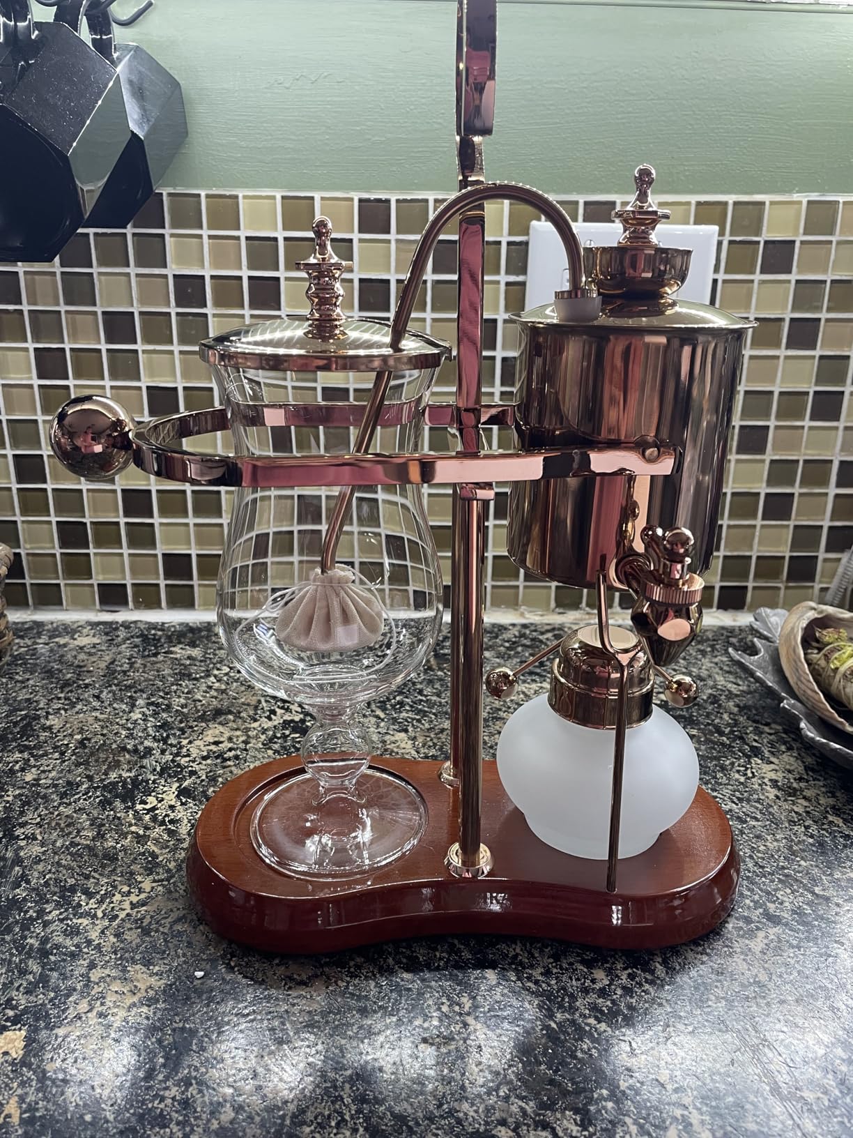 Nispira Belgium Royal Family Balance Syphon Unique Gravity Vintage Coffee Maker, Copper 500ml customer photo 1