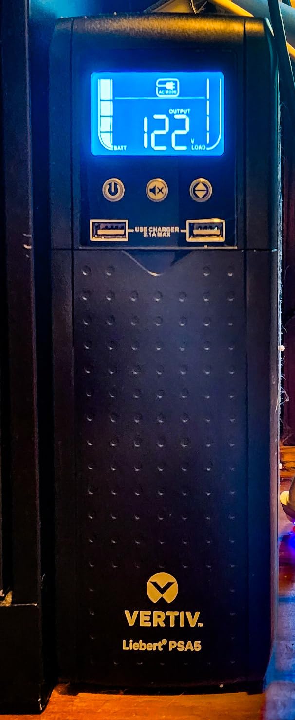 Vertiv Liebert PSA5 UPS - 1500VA 900W 120V Line Interactive AVR Tower UPS, 10 outlets, 2 USB Charging Ports, Battery Backup w/ Surge Protection, 3 year warranty, Energy Star Certified(PSA5-1500MT120) customer photo 1