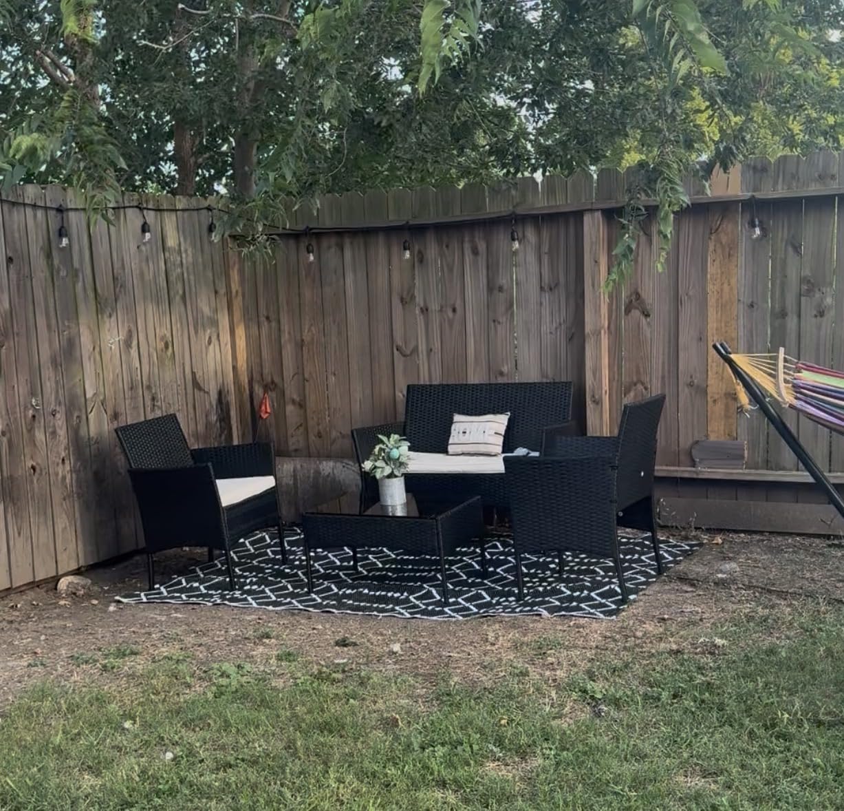 FDW 4-Piece Patio Furniture Set, Black, Outdoor Wicker Furniture with Coffee Table, Modern Rattan Chairs Conversation Set, Weather-Resistant, for Porch, Garden, Lawn customer photo 2