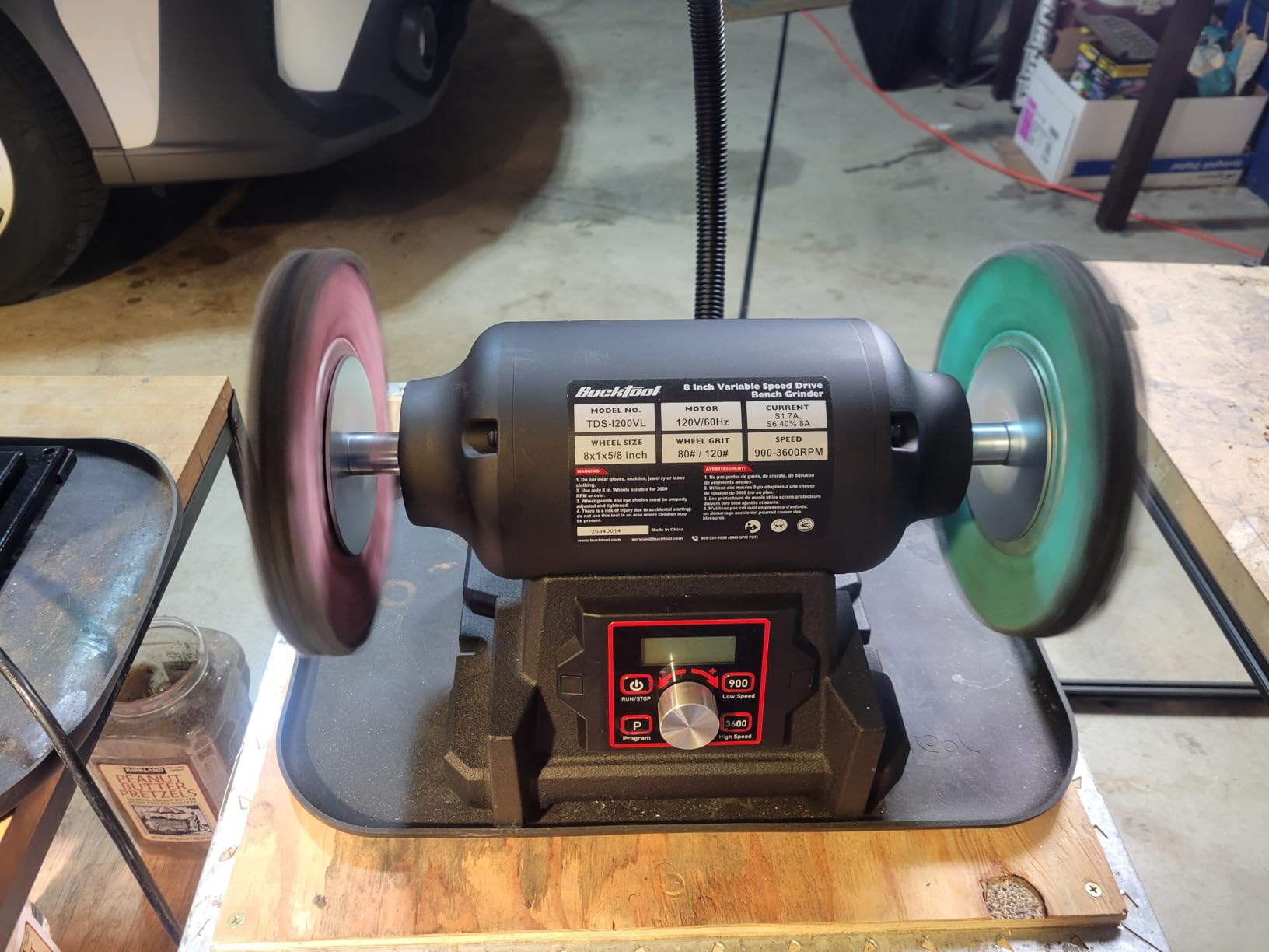 BUCKTOOL 8 inch Dual Speed Bench Grinder & Buffer, Professional Low High Speed Bench Grinder Buffer with Cast Iron Base TDS-200DS customer photo 2