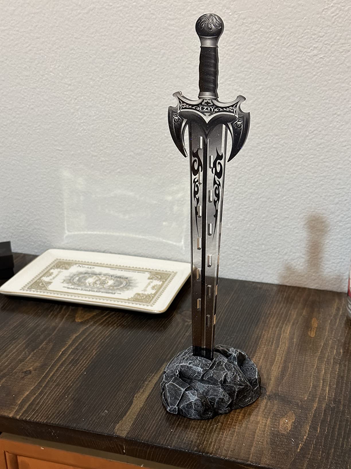 Initiative Tracker Acrylic Laser Cut Sword in The Stone Base with 12 PCS Erasable Taken Flags Perfect for D&D, Dungeons & Dragons, Pathfinder and Other Tabletop RPG customer photo 1