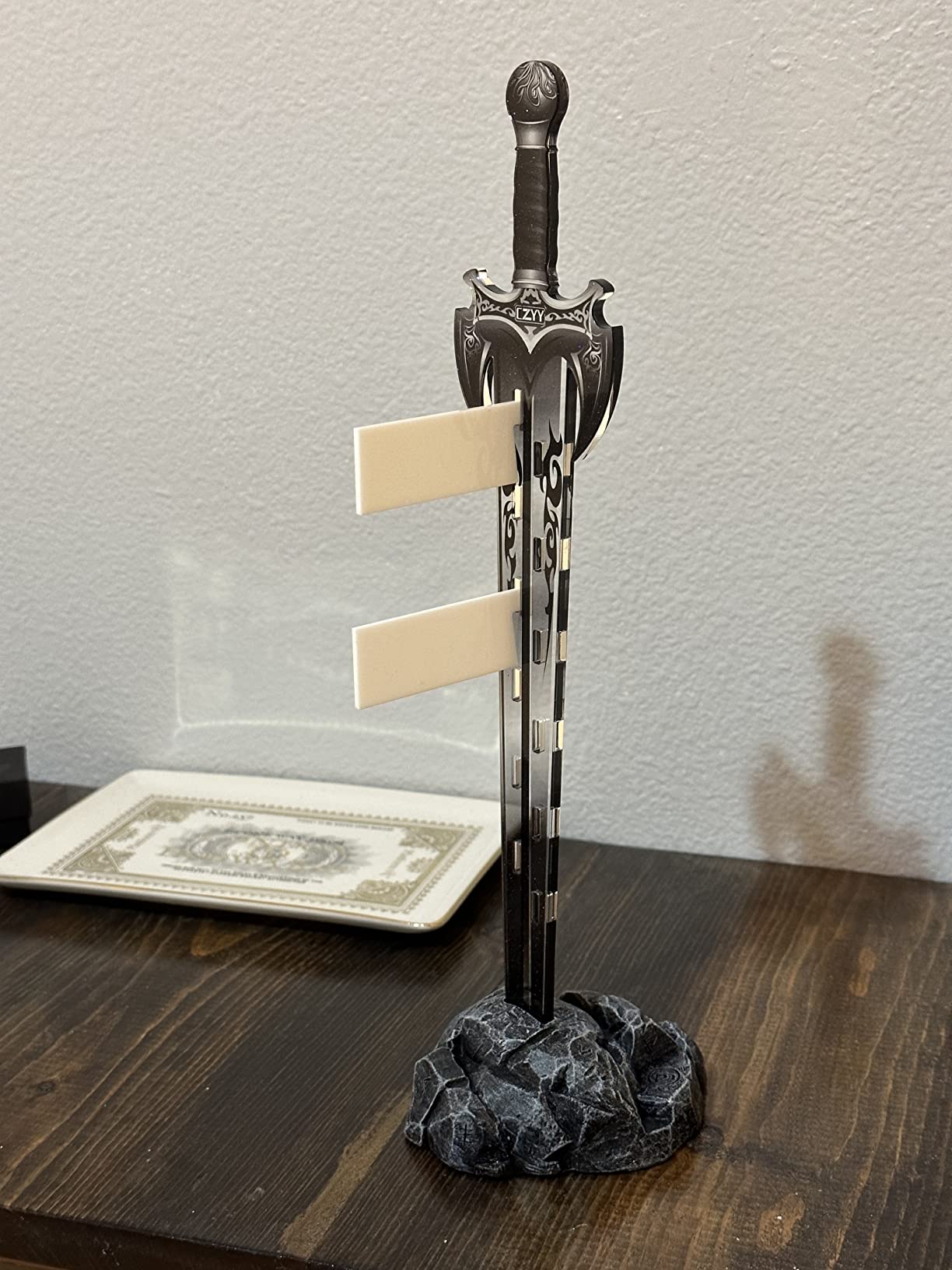 Initiative Tracker Acrylic Laser Cut Sword in The Stone Base with 12 PCS Erasable Taken Flags Perfect for D&D, Dungeons & Dragons, Pathfinder and Other Tabletop RPG customer photo 2