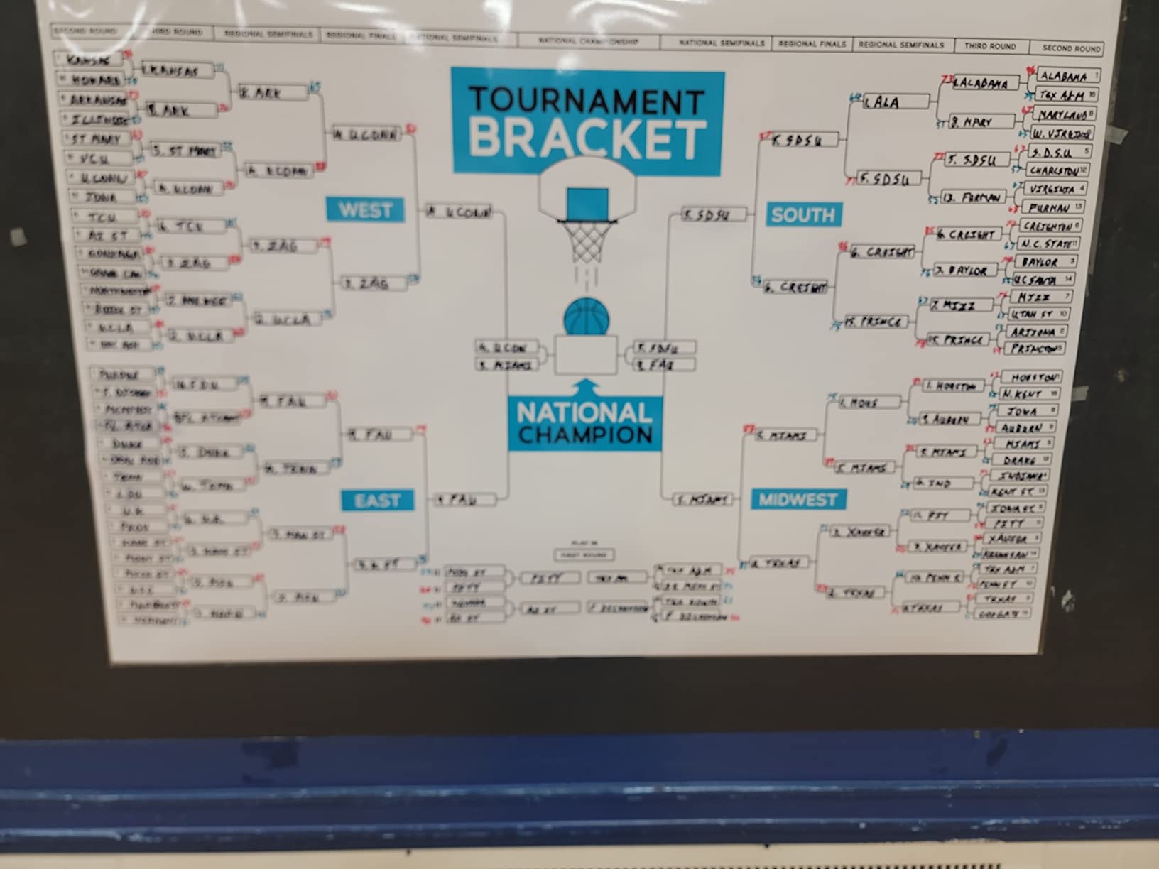 Laminated 2026 Basketball Tournament Bracket Blank Poster 64 Team Chart Board Poster Dry Erase Wall Art 24x36 customer photo 2