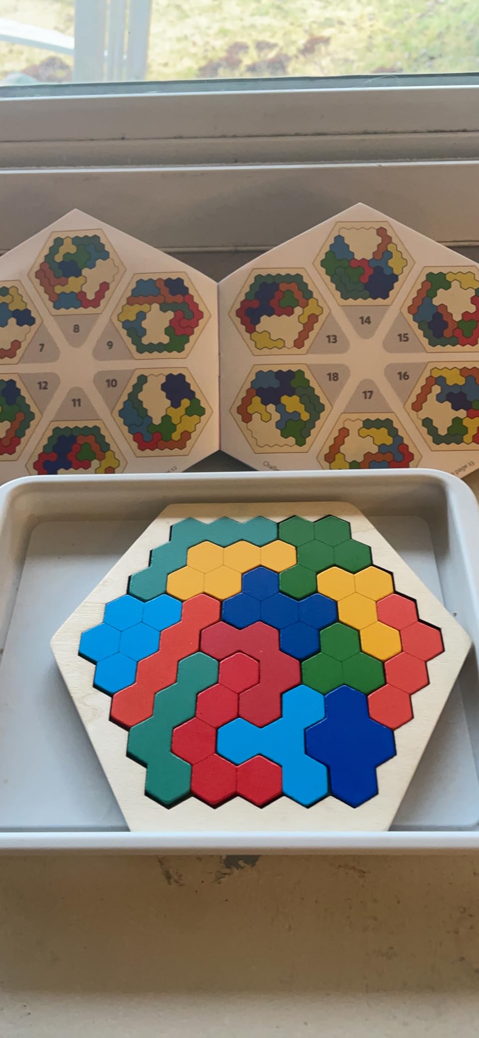 Coogam Wooden Hexagon Puzzle for Kid Adults - Shape Pattern Block Tangram Brain Teaser Toy Geometry Logic IQ Game STEM Montessori Educational Gift for All Ages Challenge customer photo 1