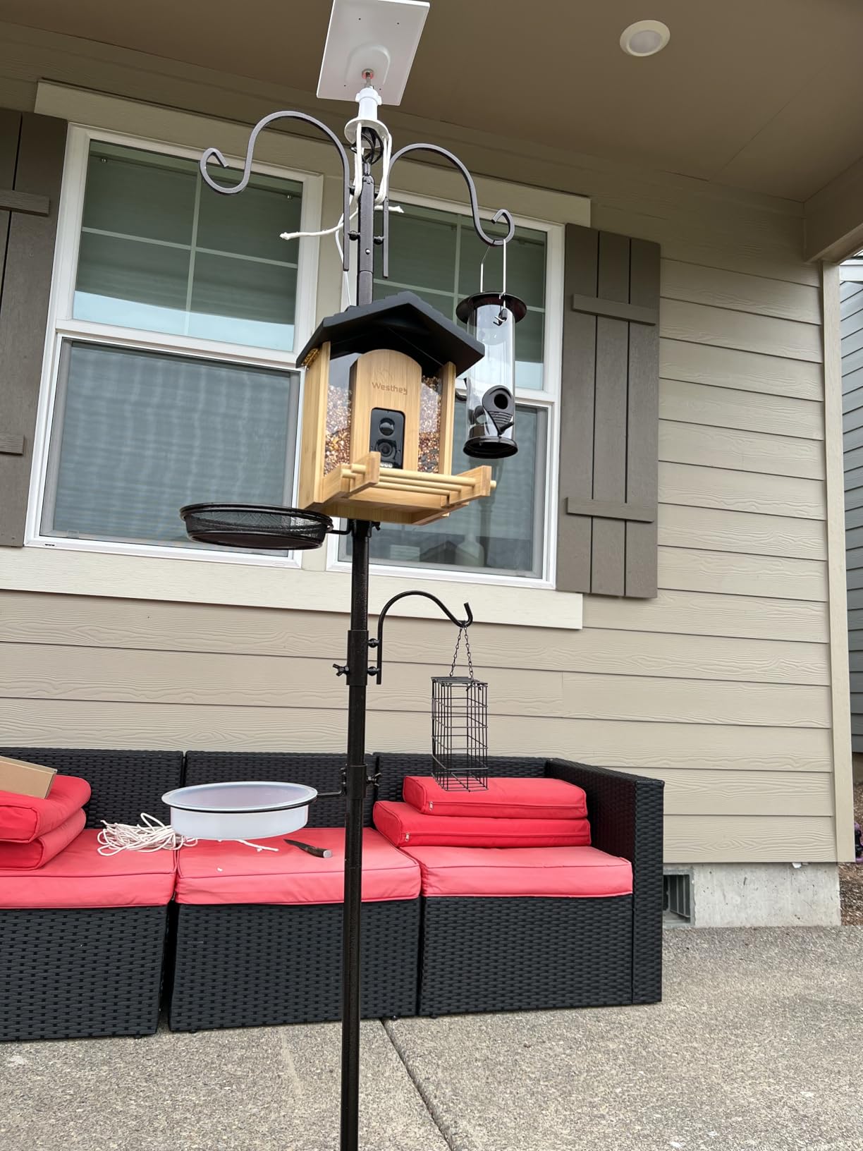 Deluxe Bird Feeding Station Kit With Multi Feeder Hanging Pole, Metal Suet Feeder, Bird Bath, Mesh Tray for Attracting Wild Birds and Planter Hanger (1 Pack) customer photo 2