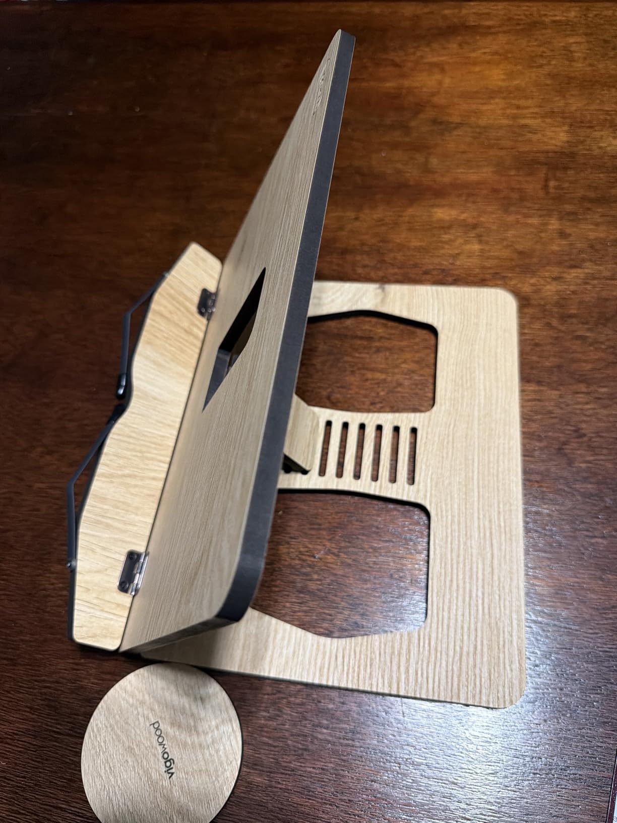 Book Stand, Book Holder, Reading Stand, Cookbook Holder, Recipe Book Stand, Wooden Book Stands for Reading, Cookbook Stand for Kitchen, Book Holder for Reading in Bed (Walnut) customer photo 2