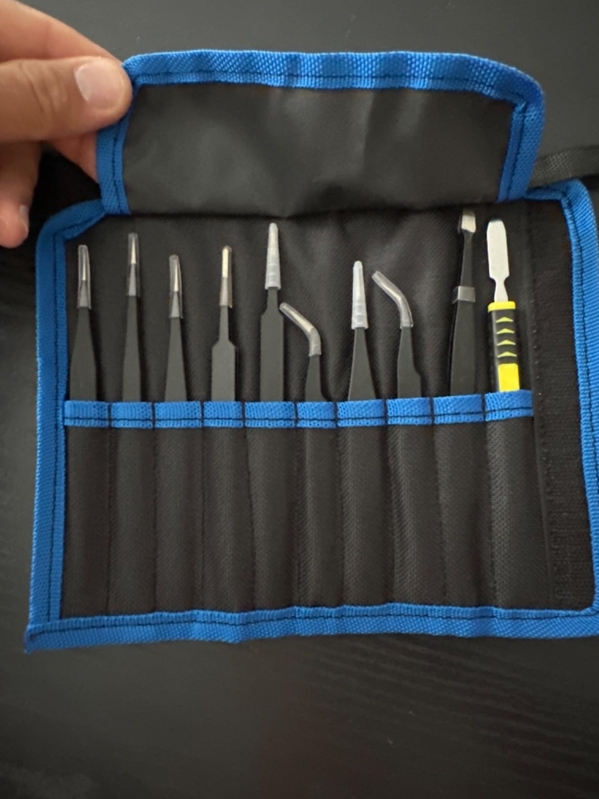 10 PCS Precision Tweezers Set, Stainless Steel ESD Anti-Static Tweezers Kit for Electronics Soldering, Jewelry-Making, Laboratory & Crafts - Includes Storage Bag customer photo 1
