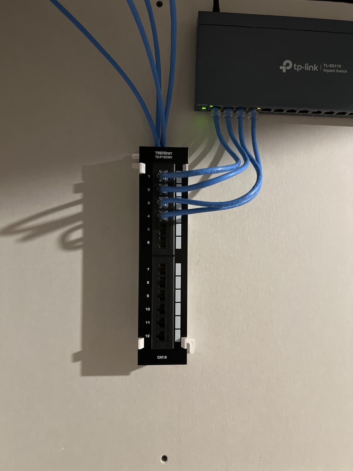 TRENDnet 12-Port Cat6 Unshielded Patch Panel, TC-P12C6V, Wall Mount, Included 89D Bracket, Vertical or Horizontal Installation, Compatible w/ Cat5e & Cat6 RJ45 Cabling, 110 IDC Type Terminal Blocks Black customer photo 2