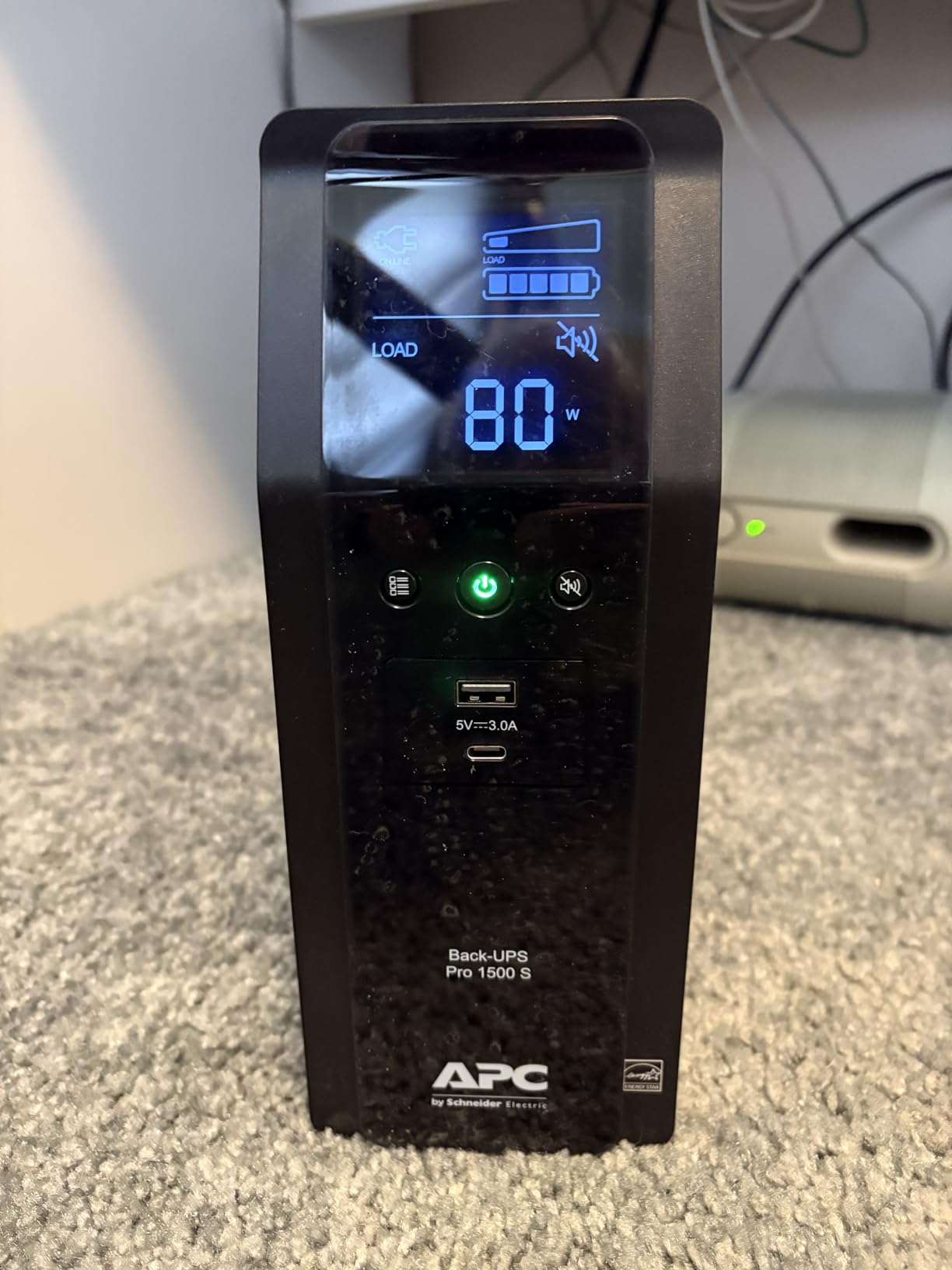 APC Back-UPS Pro Sine Wave UPS, 1500VA/900W, Active PFC Compatible, AVR, LCD, 10 Outlets, USB-C Charging Port, BR1500MS2 | Uninterruptible Power Supply for Home Office, PC, Gaming Computers customer photo 1