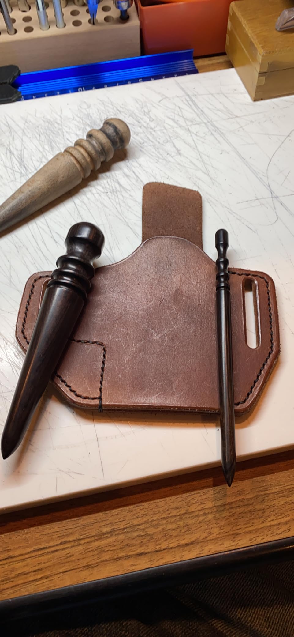 OWDEN Professional 2Pcs Leather Edge Burnisher Ebony Wood Edge Slicker Leather Craft Tool Polished Grinding Tool, Round Head Leather edge burnish working tool, Leather Tool customer photo 1