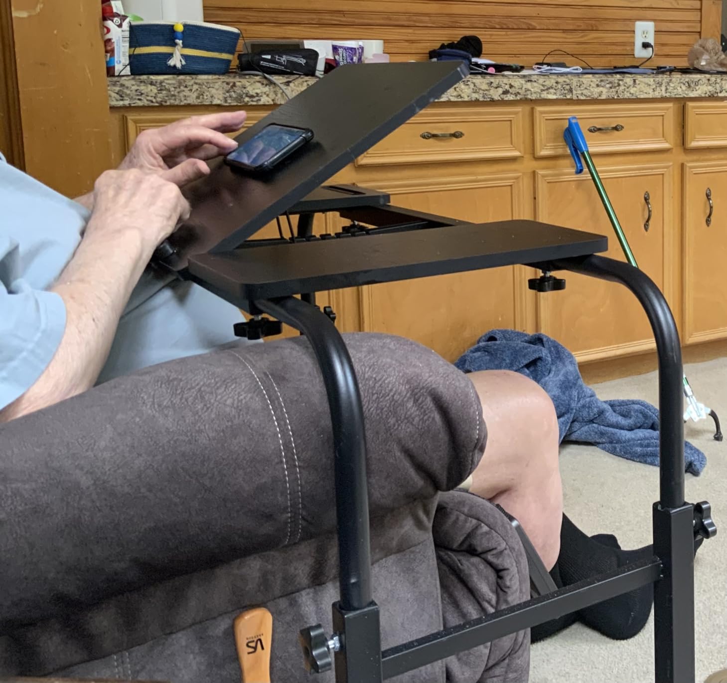 Overbed Table with Wheels Laptop Desk Cart Table Over The Bed Table Adjustable Height and Length for Hospital and Home use customer photo 1