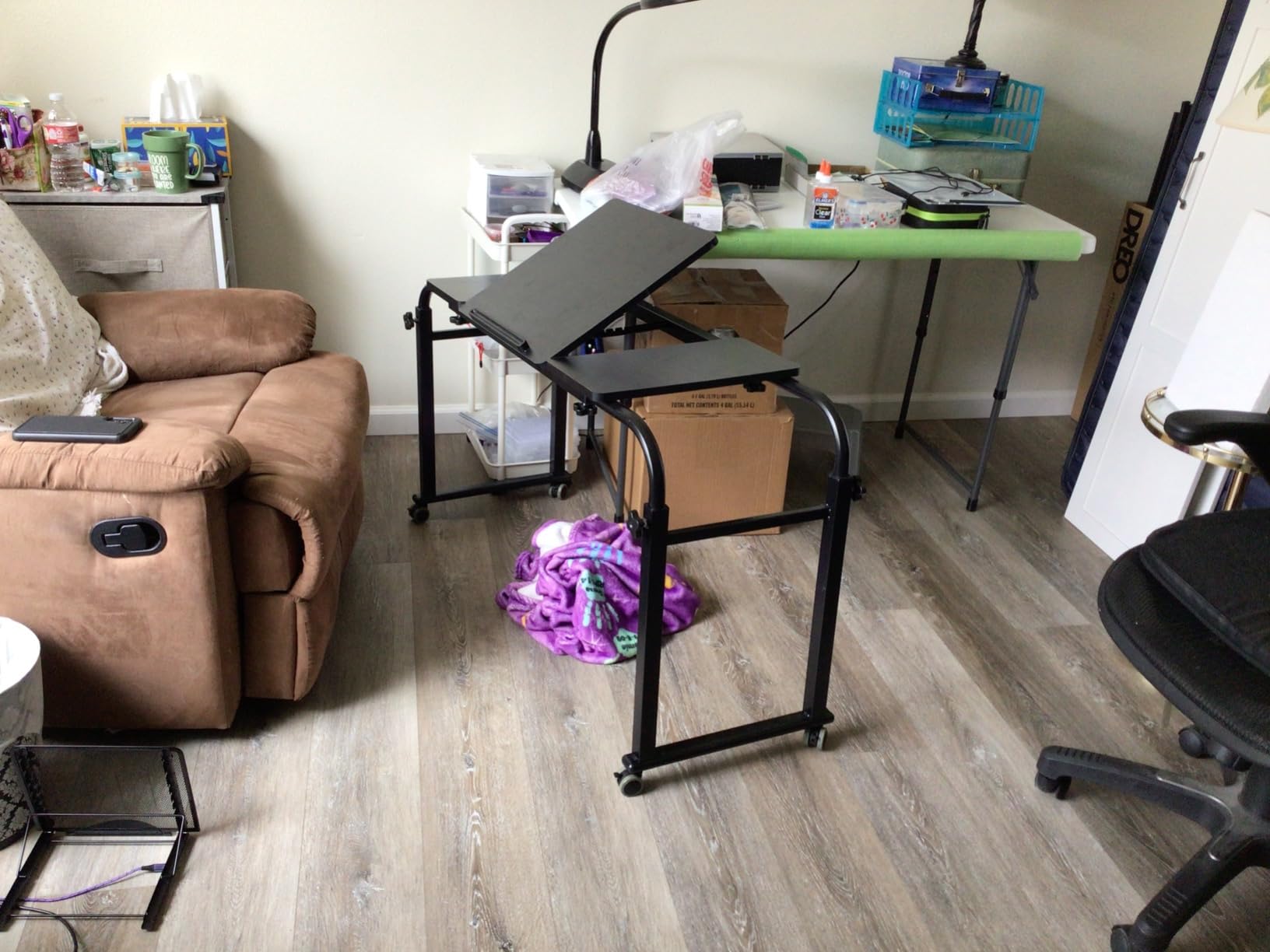 Overbed Table with Wheels Laptop Desk Cart Table Over The Bed Table Adjustable Height and Length for Hospital and Home use customer photo 2