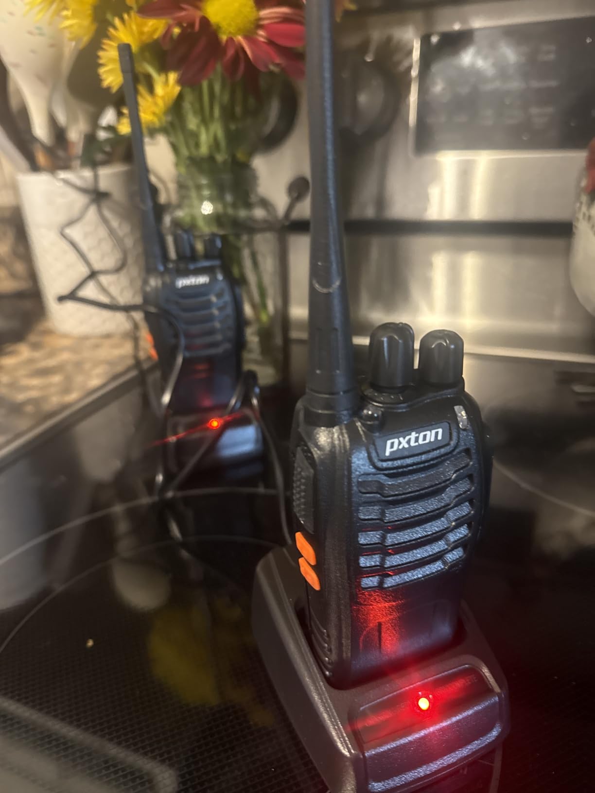 pxton Walkie Talkies Long Range for Adults with Earpieces, 16 Channel Walky Talky Rechargeable Handheld Two Way Radios with Flashlight Li-ion Battery and Charger(4 Pack) customer photo 2