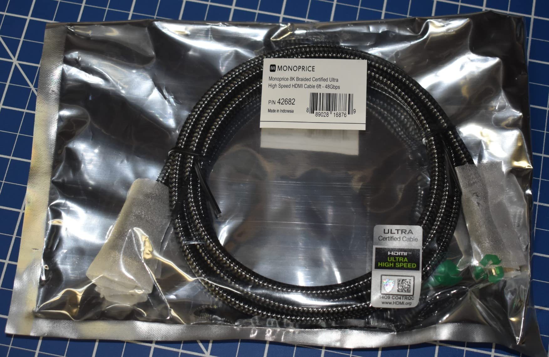 Monoprice 8K Certified Ultra High Speed HDMI Cable - Braided - HDMI 2.1, 8K@60Hz, 4K@120Hz, 48Gbps, HDR, VRR, CL2 In-Wall Rated, 10ft, Black customer photo 1