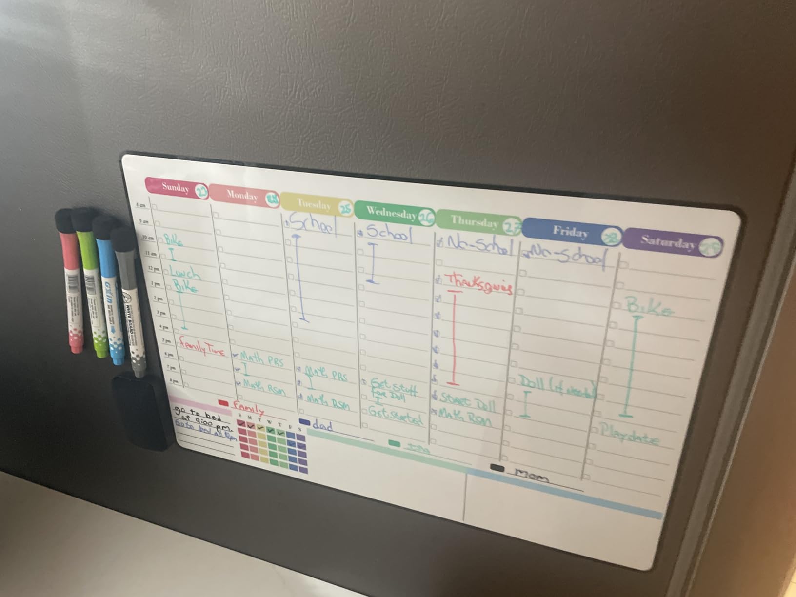 POPRUN Magnetic Weekly Dry Erase Board Calendar for Fridge, 16.9