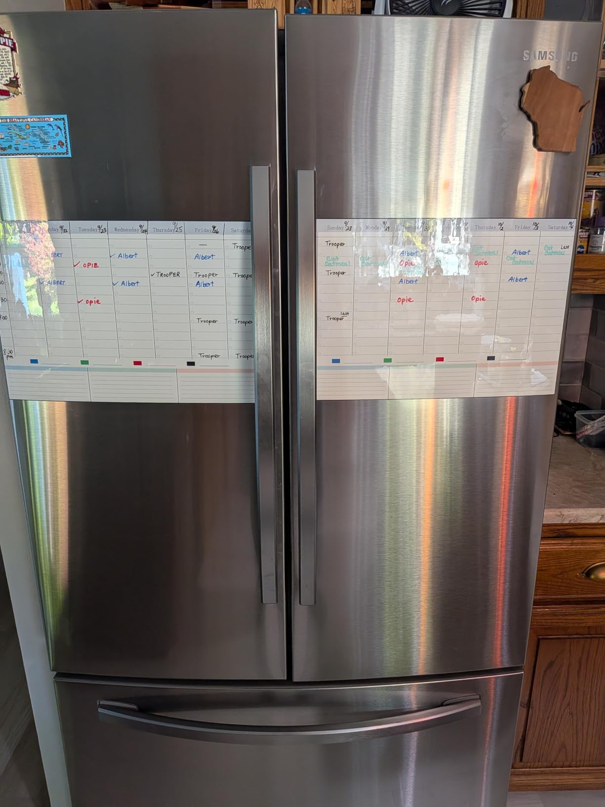 POPRUN Magnetic Weekly Dry Erase Board Calendar for Fridge, 16.9