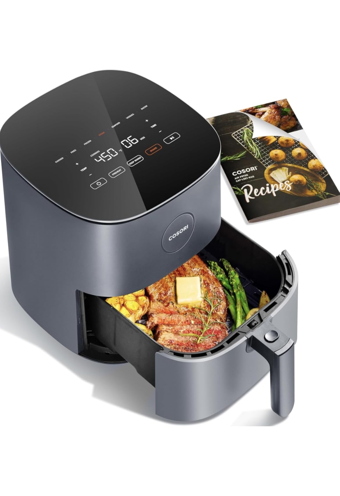 Cosori Air Fryer Pro, Compact 5QT, Ceramic Coating, 7 Presets with Preheat & Keep Warm, 450F, Gray customer photo 2