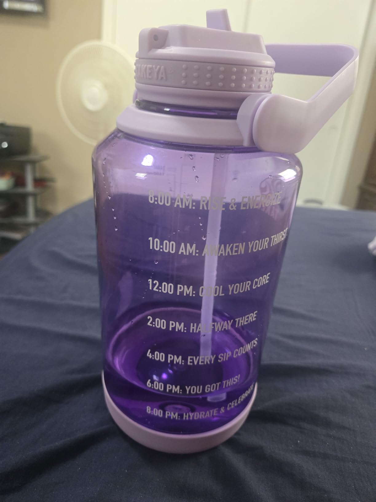 Takeya Tritan Motivational Water Bottle with Flip Straw Lid - Durable, BPA-Free - With Time Marker - Leakproof & Bumper - 64 oz, Stormy Black customer photo 2