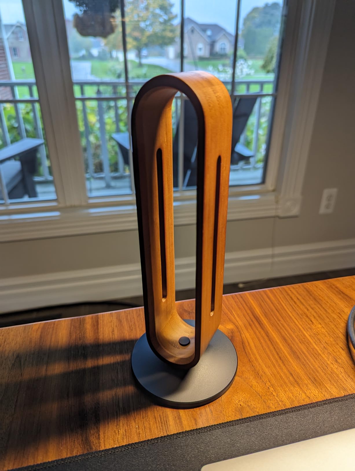 Headphone Stand for Desk,Bright Stone Wood Headset Holder Bamboo & Aluminum Earphone Stand for All Headphones (Grey) customer photo 2