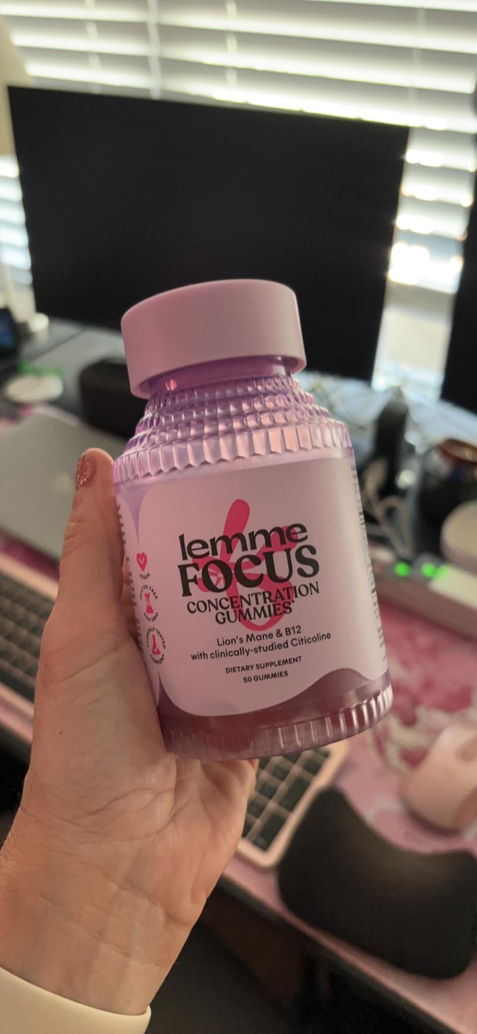 Lemme Focus Concentration & Brain Health Gummies with Cognizin Citicoline, Lion's Mane Mushroom, Vitamin B12 to Support Focus + Concentration - Gluten Free, Caffeine Free, Strawberry (50 Count) customer photo 2
