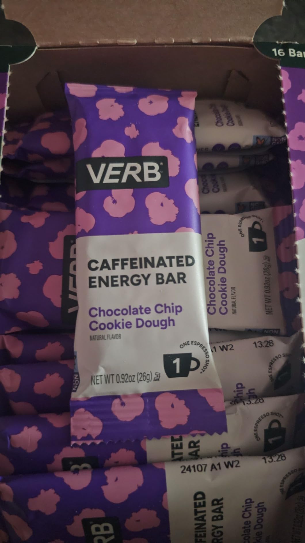Verb Caffeinated Energy Bars Variety Pack - 110-Calorie with 80mg Green Tea Caffeine, Vegan & Gluten Free, Pack of 16 customer photo 1