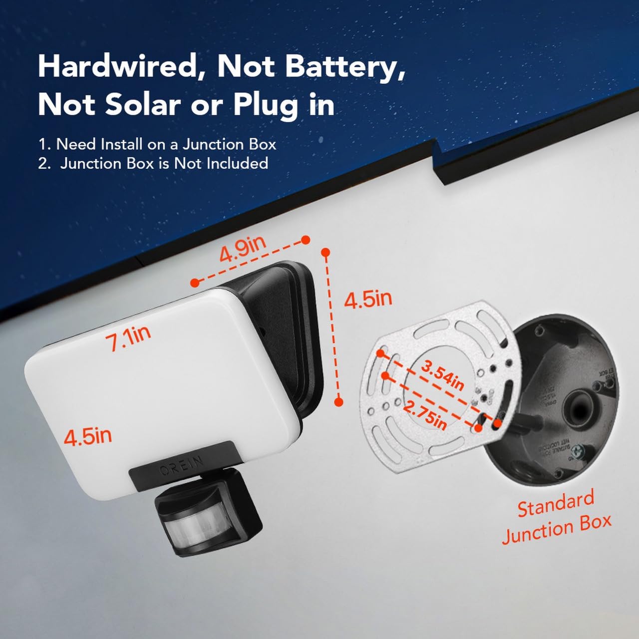 OREiN Smart Flood Lights Outdoor 2700K-6500K CCT Dusk to Dawn LED Security Lights with APP Control, 24W=200W. 1%-100% Brightness, IP65 Waterproof Bluetooth Conncected Floodlight, 1 Pack (Hardwired) customer photo 2