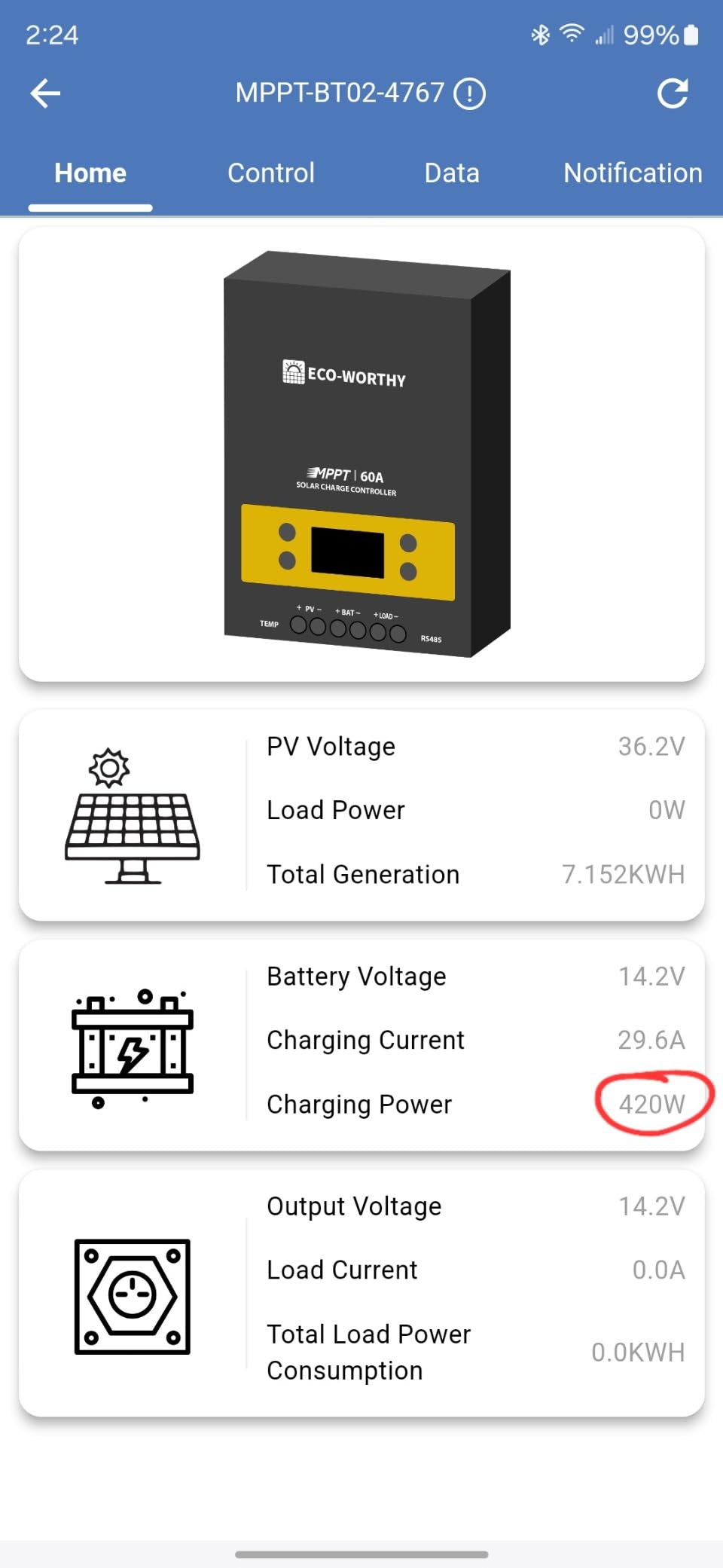 ECO-WORTHY 1.6KWH Complete Solar Panel Kit 400W 12V for RV Off Grid: 4 x 100W Solar Panel + 40A MPPT Controller + 2 x 12V 100Ah Lithium Battery + 2000W Power Inverter + Bluetooth Module customer photo 1