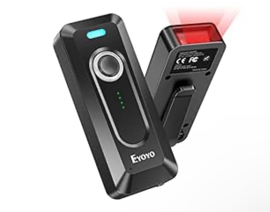 Eyoyo 2D Bluetooth Barcode Scanner Wireless with Clip, 2000mAh Battery with Level Indicator, Portable Mini QR Bar Code Reader for Library Book Inventory Compatible with iPhone, iPad, Android Phone customer photo 1