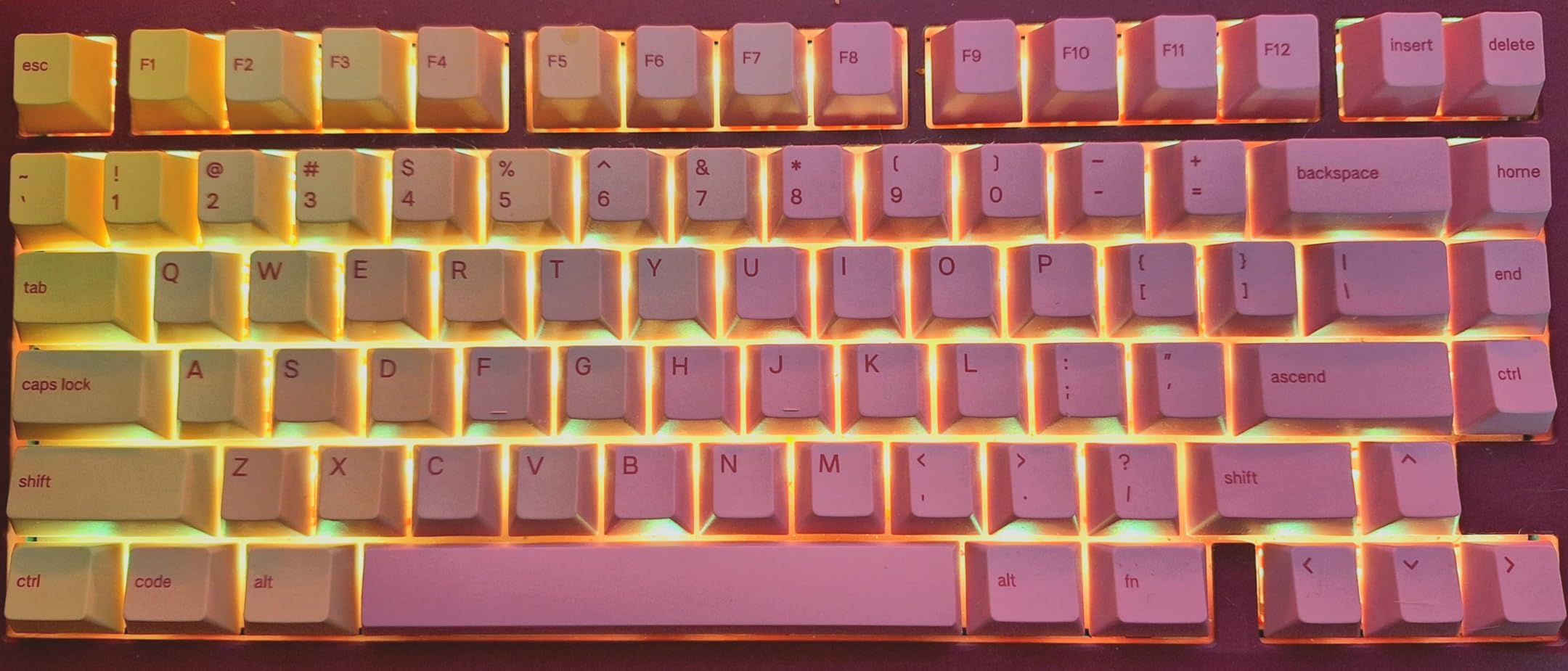 Glorious Grapefruit PBT Keycaps Set (Pink & Yellow) 143 Cute Custom Keycaps, Cherry MX Profile, Pastel, Low-Profile Dye-Sub for Mechanical Gaming Keyboards (60%, TKL, Full Size) Incl Mac Keys (191) customer photo 1