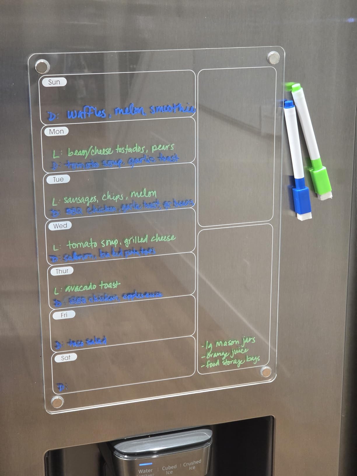 Acrylic Meal Planner Magnetic Menu Board for Kitchen Fridge w/Markers, Clear Weekly Calendar Planning Board Noteboard Refrigerator Dry Erase Board to Do/Grocery/Shopping List/Chore Chart, 12.8x9'' customer photo 1