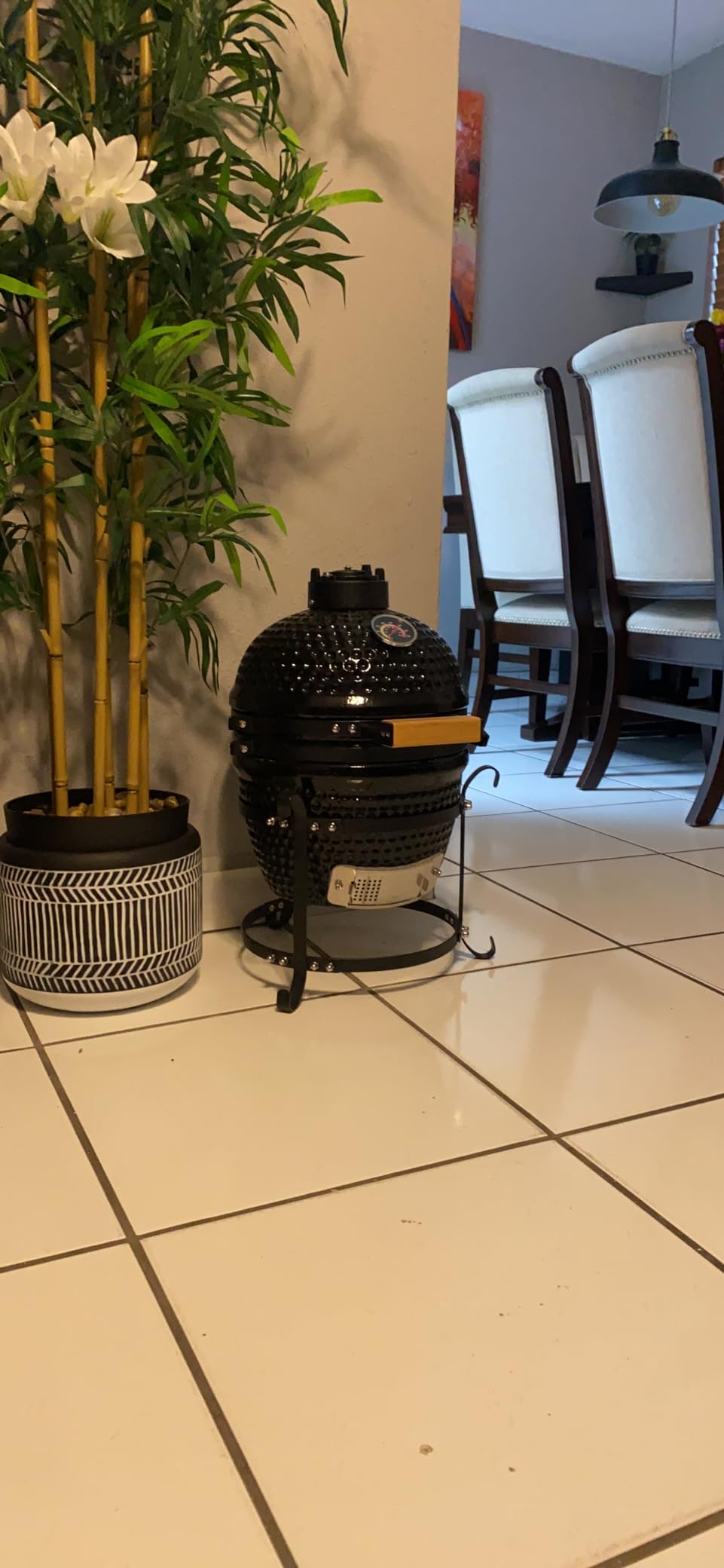 13 inch Portable Ceramics Charcoal Grill, Kamado BBQ Charcoal Grill (Style 2-Black) customer photo 1