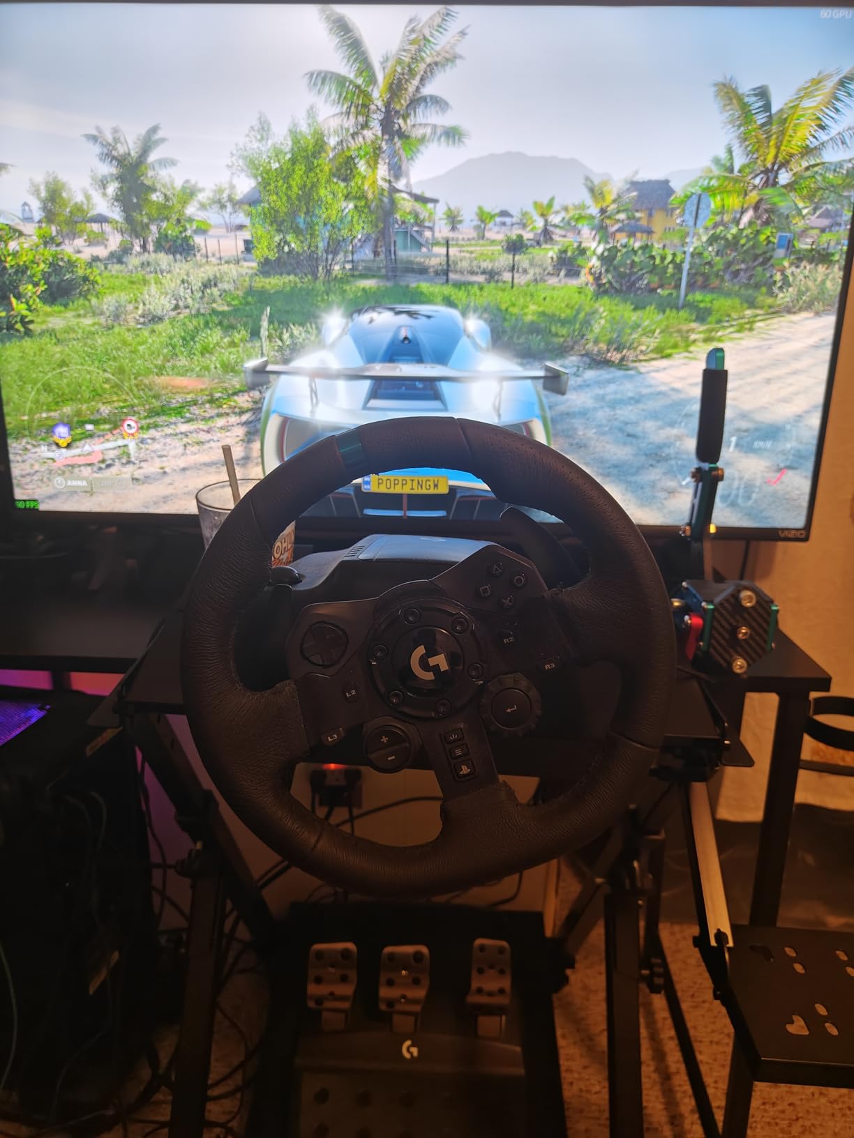 GTPLAYER Sim Racing Wheel Stand Simulator Cockpit Wheel Stand Racing Steering Shifter Mount fit for Logitech G25 G27 G29 G920 G923 Thrustmaster T330TS Gaming Stand Wheel Pedals NOT Included, Black customer photo 2