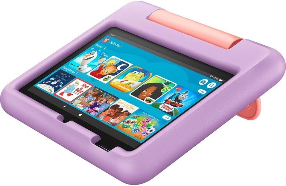 Amazon Fire 7 Kids tablet (newest model) ages 3-7. Top-selling 7 inch kids tablet on Amazon. Includes 6 months of ad-free and exclusive content, easy parental controls, 10-hr battery, 16 GB, Blue customer photo 1