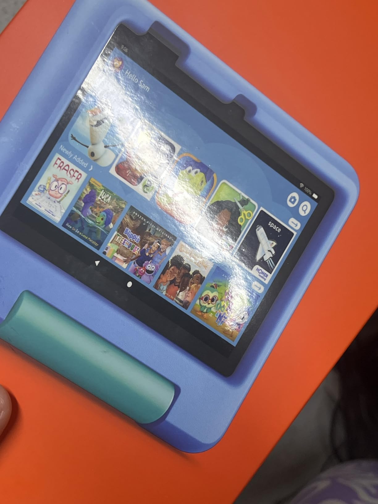 Amazon Fire 7 Kids tablet (newest model) ages 3-7. Top-selling 7 inch kids tablet on Amazon. Includes 6 months of ad-free and exclusive content, easy parental controls, 10-hr battery, 16 GB, Blue customer photo 2