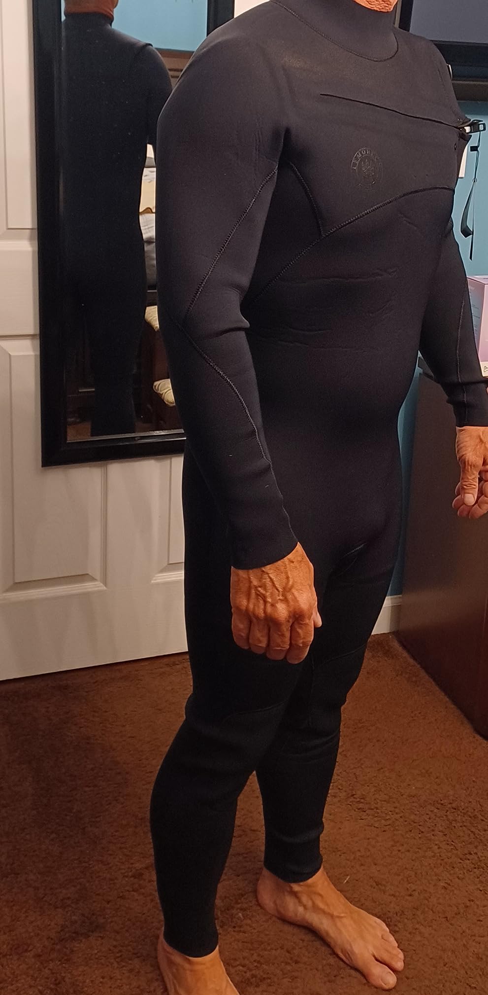 Lemorecn Men's Surfing Wetsuit Super Stretch Neoprene 4/3mm Chest Zip Full Wetsuit customer photo 2