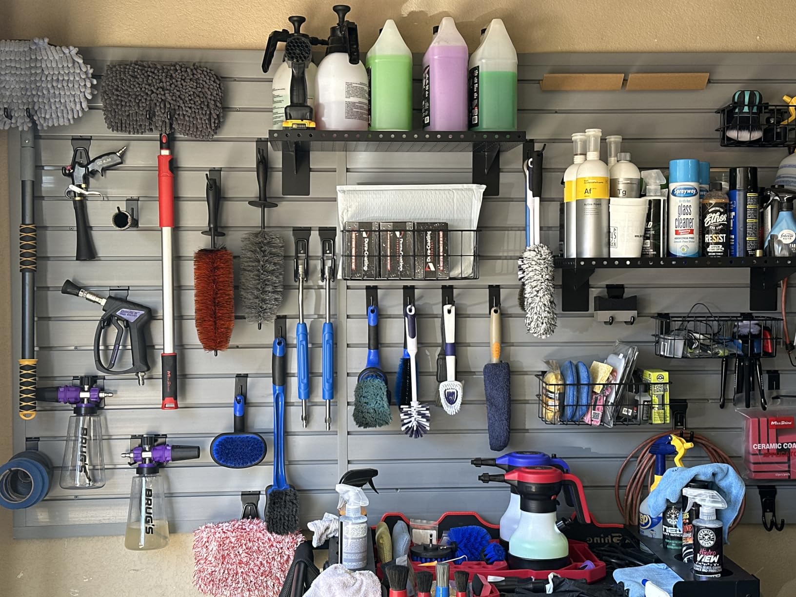 FRAYSCENT Slat Wall Paneling Garage Slat Wall Storage Systems Slatwall Panels Power Tool Organizer Wall Mount, PVC Garage Storage & Organization Products Slate Board (Grey, 4ft x 8ft) customer photo 1