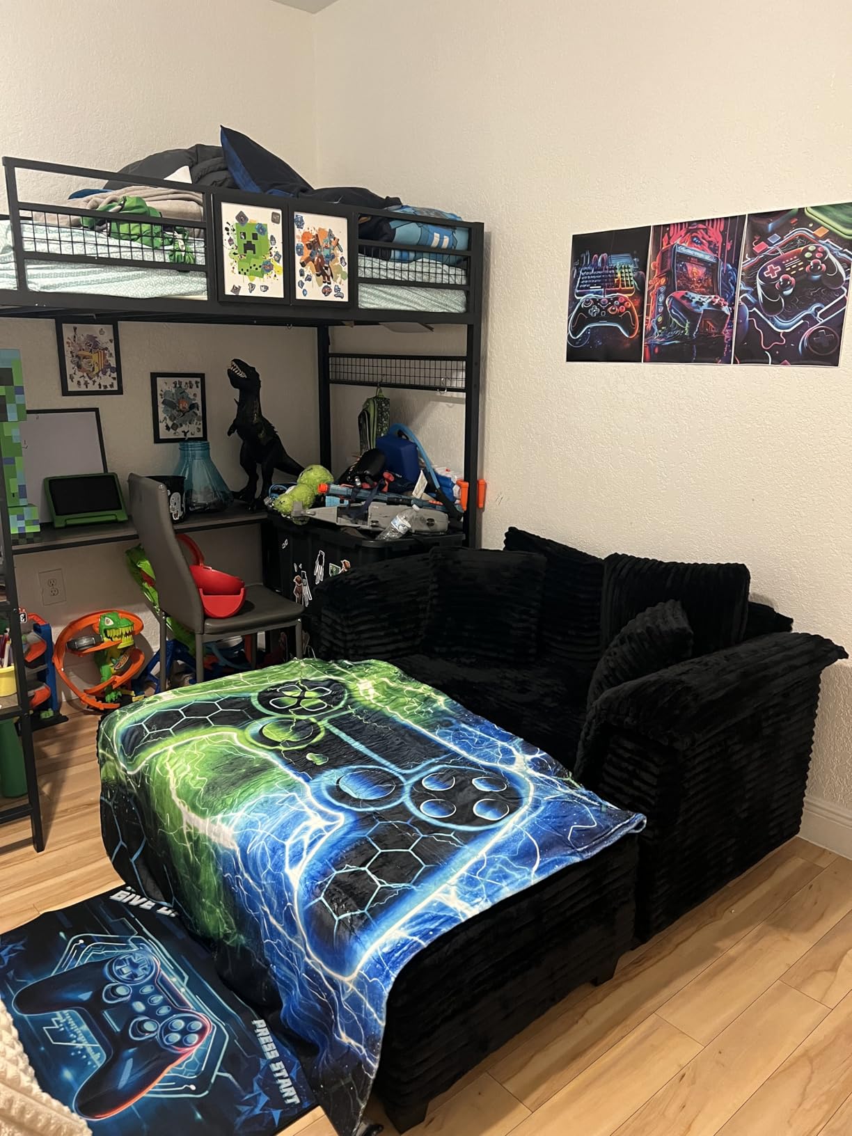 Game Room Decor Posters Set of 3 - Neon Gaming Accessories Theme Canvas Wall Art, Gamer Console Paintings Picture Wall Decor for Children Youth Boys Bedroom 12x16 inch Unframed customer photo 2
