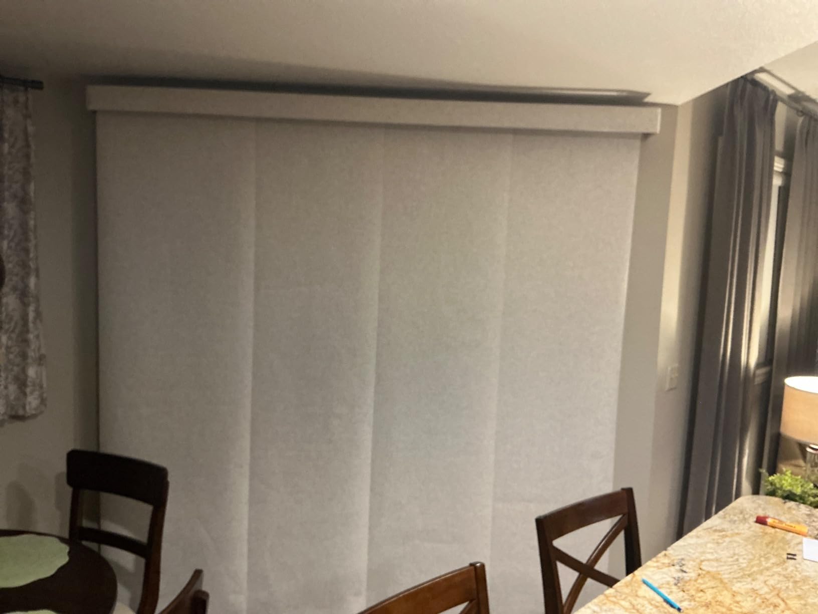 Yoolax Custom XL Smart Vertical Blinds, Motorized Sliding Door Blinds Compatible with Alexa, Fabric Blackout Rechargeable Battery Sliding Panel for indoor windows, Patio Doors(Half Shading Pure White) customer photo 1